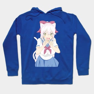 Kawaii White Nekomimi Schoolgirl Hoodie